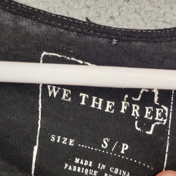 We The Free People Cold Shoulder Oversized Shirt Womens S Black Boho Blouse - Picture 5 of 8